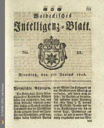 No. 22. Dienstag, den 3ten Junius 1806