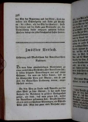 Zwölfter Versuch. Ursprung und Wachsthum der Amerikanischen Nationen.