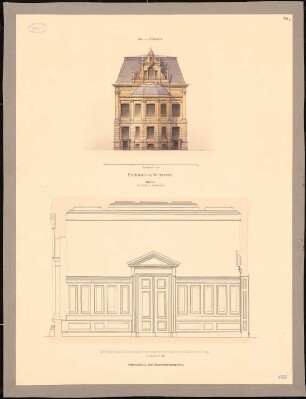 Rathaus, Wiesbaden: Teilansicht und Querschnitt durch den Saal 1:25