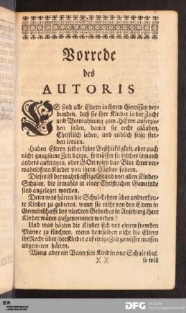 Vorrede des AUTORIS