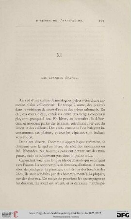 XI. Les grandes étapes
