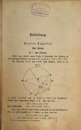 Jacob Steiner's Vorlesungen über synthetische Geometrie, 1. Die Theorie der Kegelschnitte in elementarer Darstellung : auf Grund von Universitätsvorträgen und mit Benutzung hinterlassener Manuscripte Jacob Steiner's