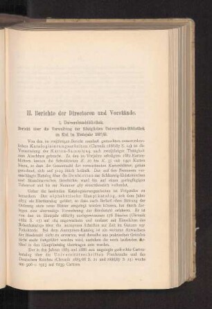 II. Berichte der Directoren und Vorstände.