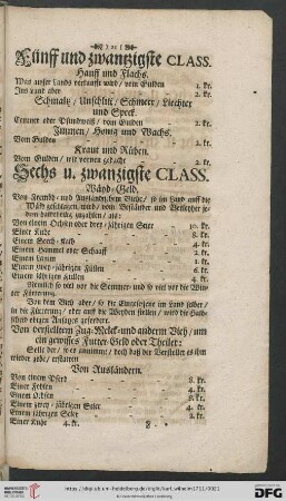 Sechs u. zwantzigste Class: Wäyd-Geld
