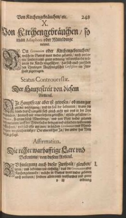 X. Von Kirchengebräuchen/ so man Adiaphora oder Mitteldinge nennet.