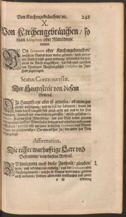 X. Von Kirchengebräuchen/ so man Adiaphora oder Mitteldinge nennet.