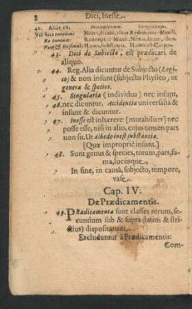 Cap. IV. De Praedicamentis.