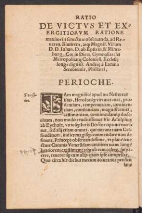 De Victus Et Exercitorum Ratione maxime in senectute observanda ...