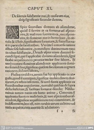 CAPUT XI. De scientia substantiae nati, & causarum eius, de[..] significatis secundae domus.