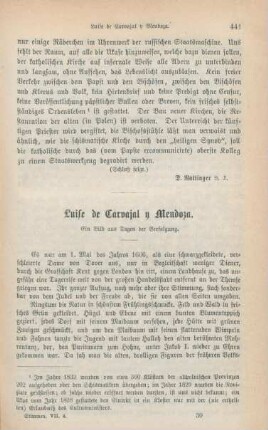 441-458 Luise de Carvajal y Mendoza : Bild aus Tagen der Verfolgung