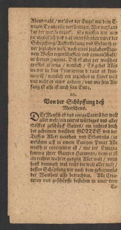 10. Von der Schöpffung deß Menschens.
