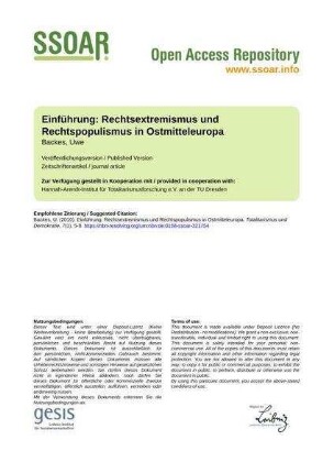 Einführung: Rechtsextremismus und Rechtspopulismus in Ostmitteleuropa