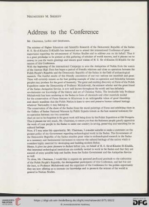 Address to the Conference