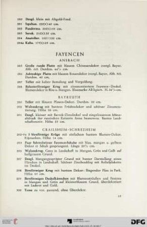 Fayencen (Nr. 285-380)