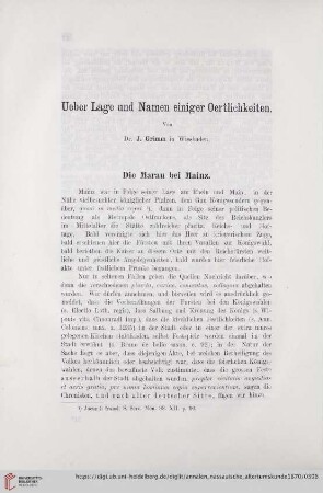 10: Ueber Lage und Namen einiger Oertlichkeiten