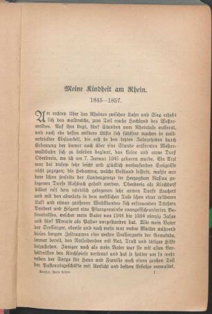 Meine Kindheit am Rhein. 1845-1857.