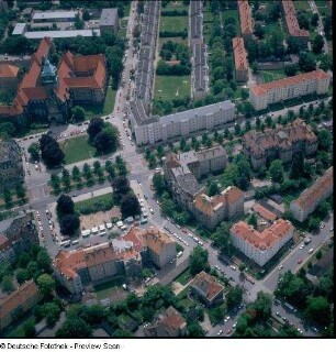 Bebauung zwischen Münchner Platz, Georg-Schumann-Straße, Münchner Straße und Liebigstraße