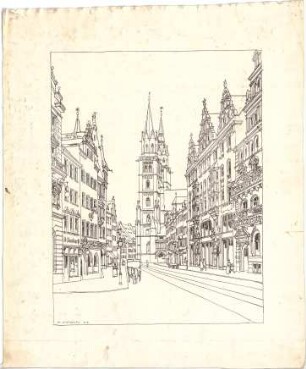 Pfann, Paul; Nürnberg, Königstr. 33-37; Wohn- und Geschäftshaus L. Ostermayr - Perspektive