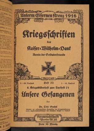 Unsere Gefangenen, Kriegsbilderheft (Nr. 72)