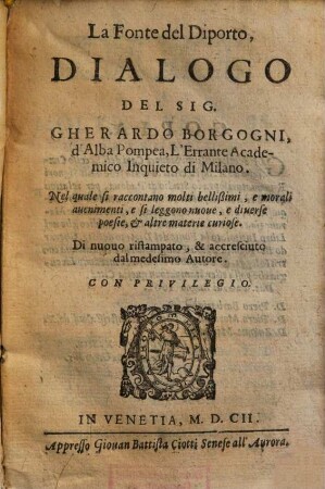 La Fonte del Diporto : Dialogo
