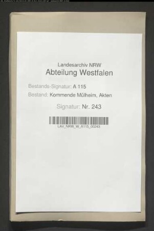 Vikarie in Mülheim: Vor allem Korrespondenz mit Voigt von Elspe zu Stirpe wegen einer Rente von 600 Rtlrn.
