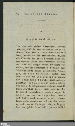 7. Hippias an Aristipp