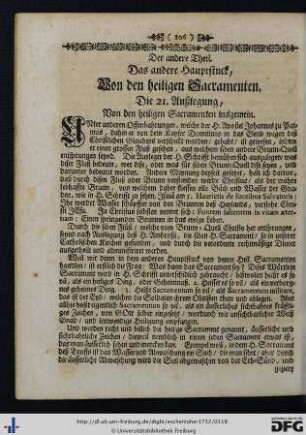 Der andere Theil. Das andere Hauptstuck, Von den heiligen Sacramenten.