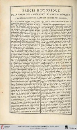 Précis historique de la forme de l’année chez les anciens hébreux, et de l’établissement du calendrier chez les juifs modernes