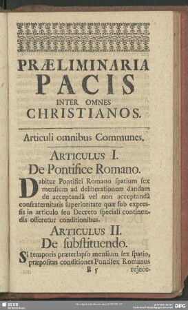 Praeliminaria Pacis Inter Omnes Christianos