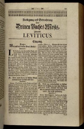 Auslegung und Betrachtung Des Dritten Buches Mosis, genannt Leviticus