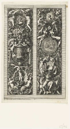 Ornamentales Motiv mit Genien und Allegorien