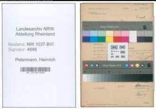 Entnazifizierung Heinrich Petermann , geb. 20.11.1891 (Rektor)