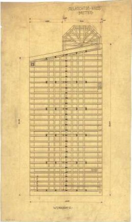 Billing, Hermann; Bretten (Baden-Württemberg), Marktplatz; Melanchthonhaus - Halle (Grundriss), Werksatz