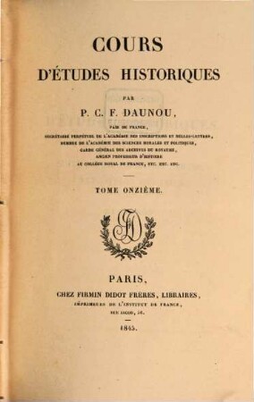 Cours d'études historiques, 11