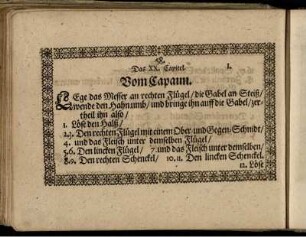 Das XX. Capitel. Vom Capaun / Die Vorlegung