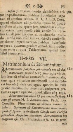 Thesis VII. Matrimonium ut sacramentum.