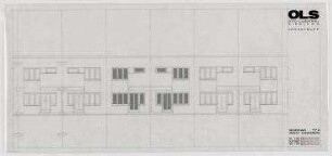 Gutachten Otto-Lilienthal-Siedlung (nicht realisiert) – Reihenhäuser Typ B: Ansicht Eingangsseite. Berlin-Lichterfelde, Schütte-Lanz-Straße 61-65, Lichterfelder Ring 200-220