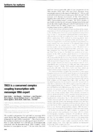 TREX is a conserved complex coupling transcription with messenger RNA export