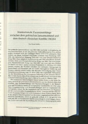 Internationale Zusammenhänge zwischen dem polnischen Januaraufstand und dem deutsch-dänischen Konflikt 1863/64
