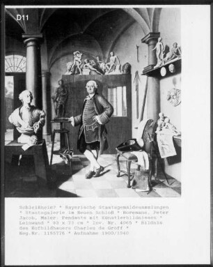 Pendants mit Künstlerbildnissen — Bildnis des Hofbildhauers Karl de Groff