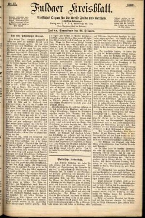 Erste Ausgabe vom Samstag, den 21. Februar 1880.