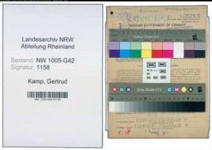 Entnazifizierung Gertrud Kamp , geb. 04.01.1909 (Geschaeftsinhaberin)