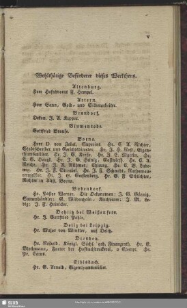 Wohlthätige Beförderer dieses Werkchens