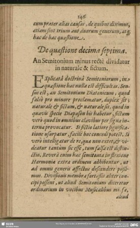 De quaestione decima septima. An Semitonium minus recte dividatur in naturale & fictum