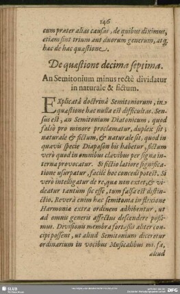 De quaestione decima septima. An Semitonium minus recte dividatur in naturale & fictum