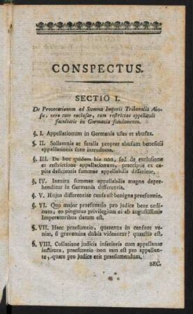III-VIII, Conspectus.