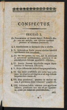 III-VIII, Conspectus.
