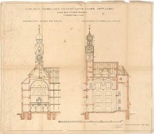 Seidl, Gabriel von; München, Öttingen- / Reitmorstr.; Vinzentinum - Kirche (Querschnitt, Längsschnitt)