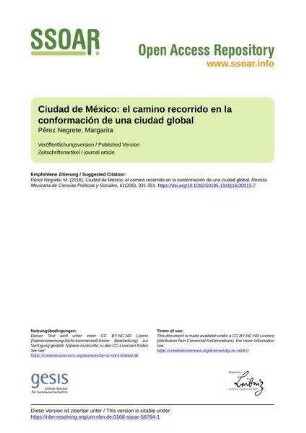 Ciudad de México: el camino recorrido en la conformación de una ciudad global
