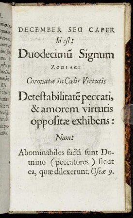 December Seu Caper Id est: Duodecimu[m] Signum